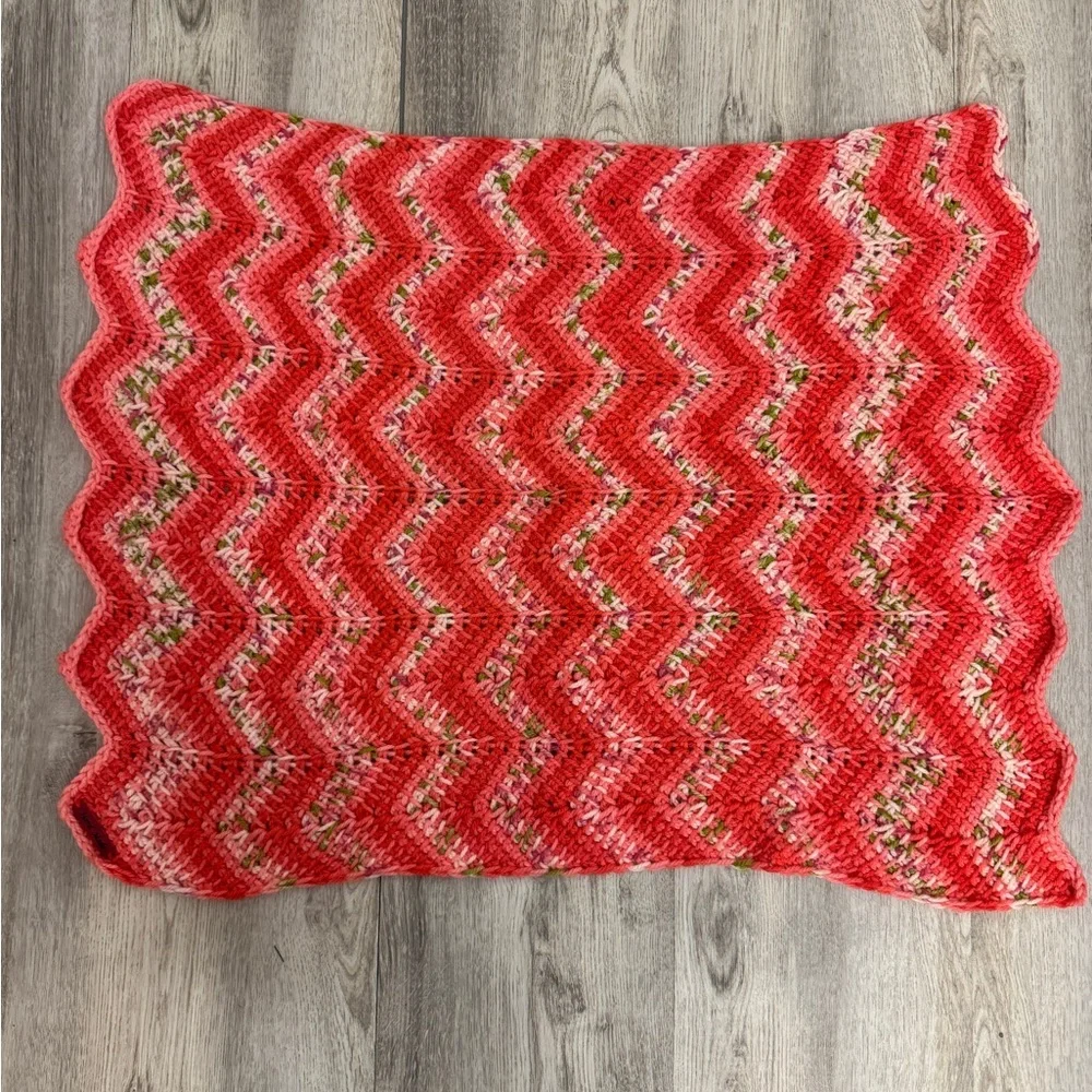 Cozy Red and Pink Zigzag homemade baby Blanket
